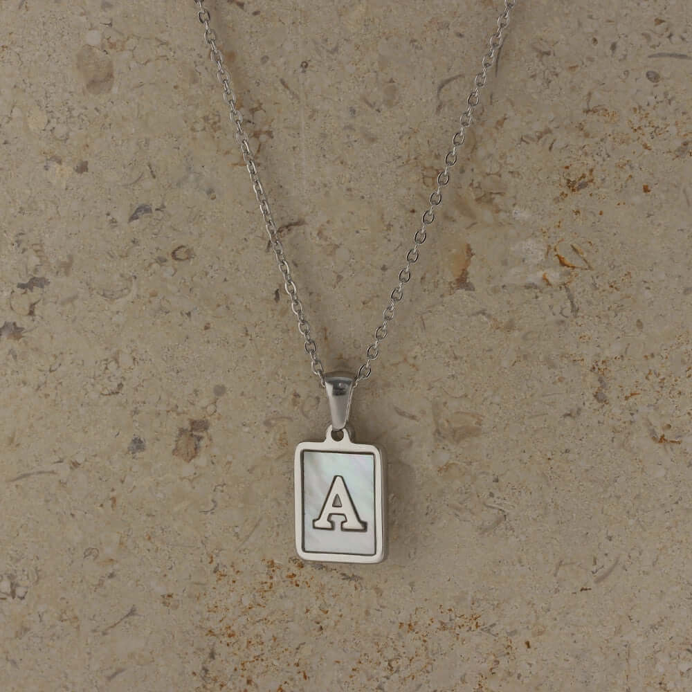 Isla Pearl Oblong Letter Necklace | MSHSM