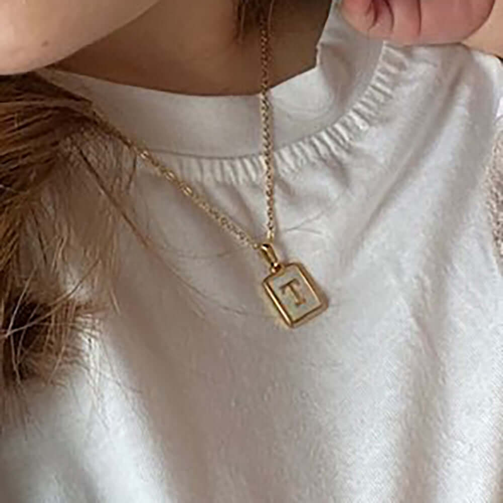 Isla Pearl Oblong Letter Necklace | MSHSM