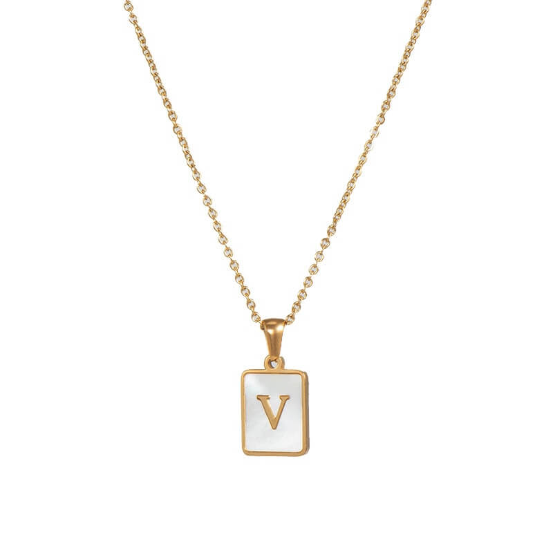 Isla Pearl Oblong Letter Necklace | MSHSM