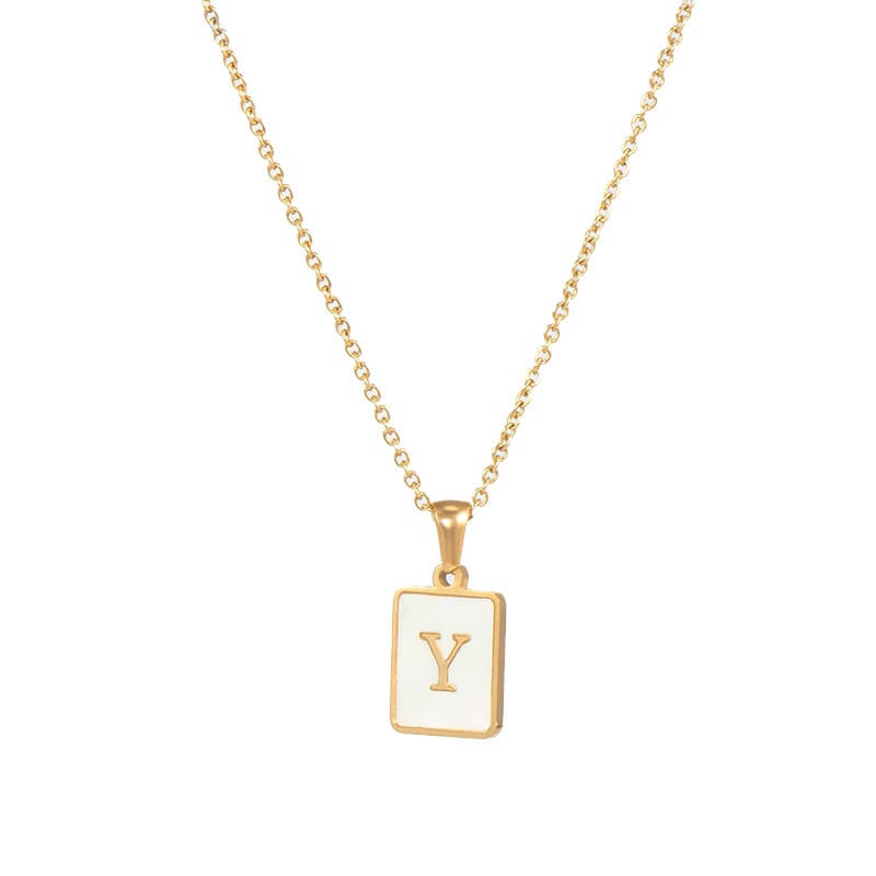 Isla Pearl Oblong Letter Necklace | MSHSM