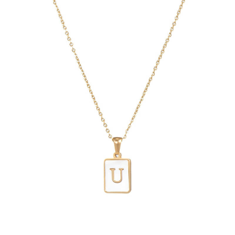Isla Pearl Oblong Letter Necklace | MSHSM