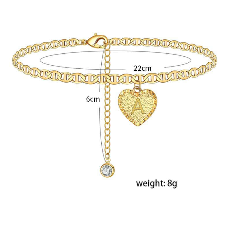 Cora Heart Initials Anklets | MSHSM