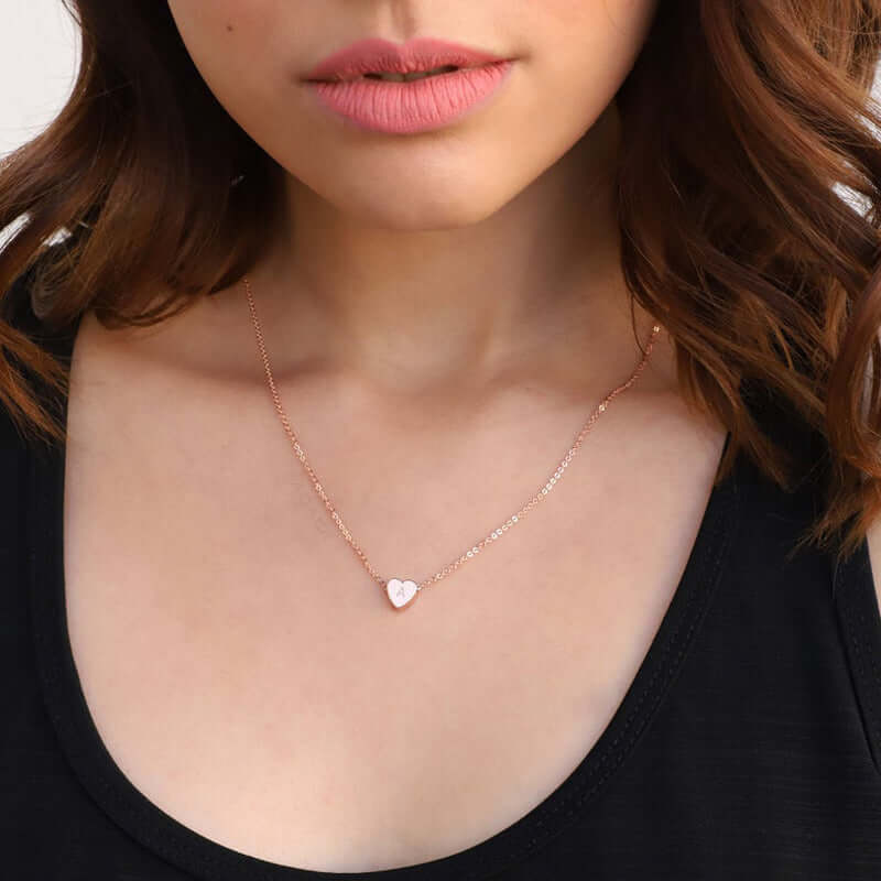 Tiny Heart Initial Necklace| MSHSM