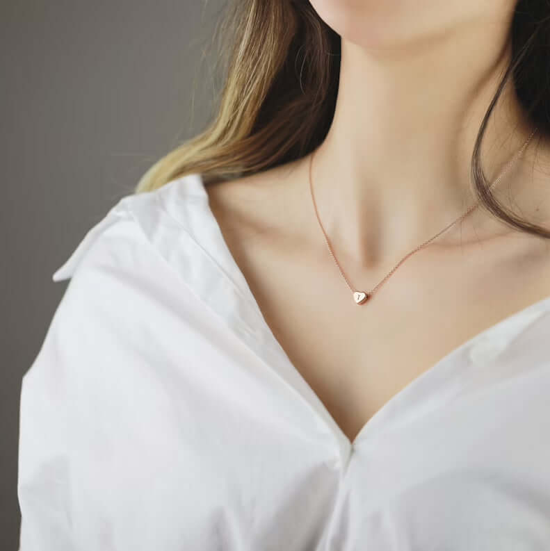 Tiny Heart Initial Necklace| MSHSM