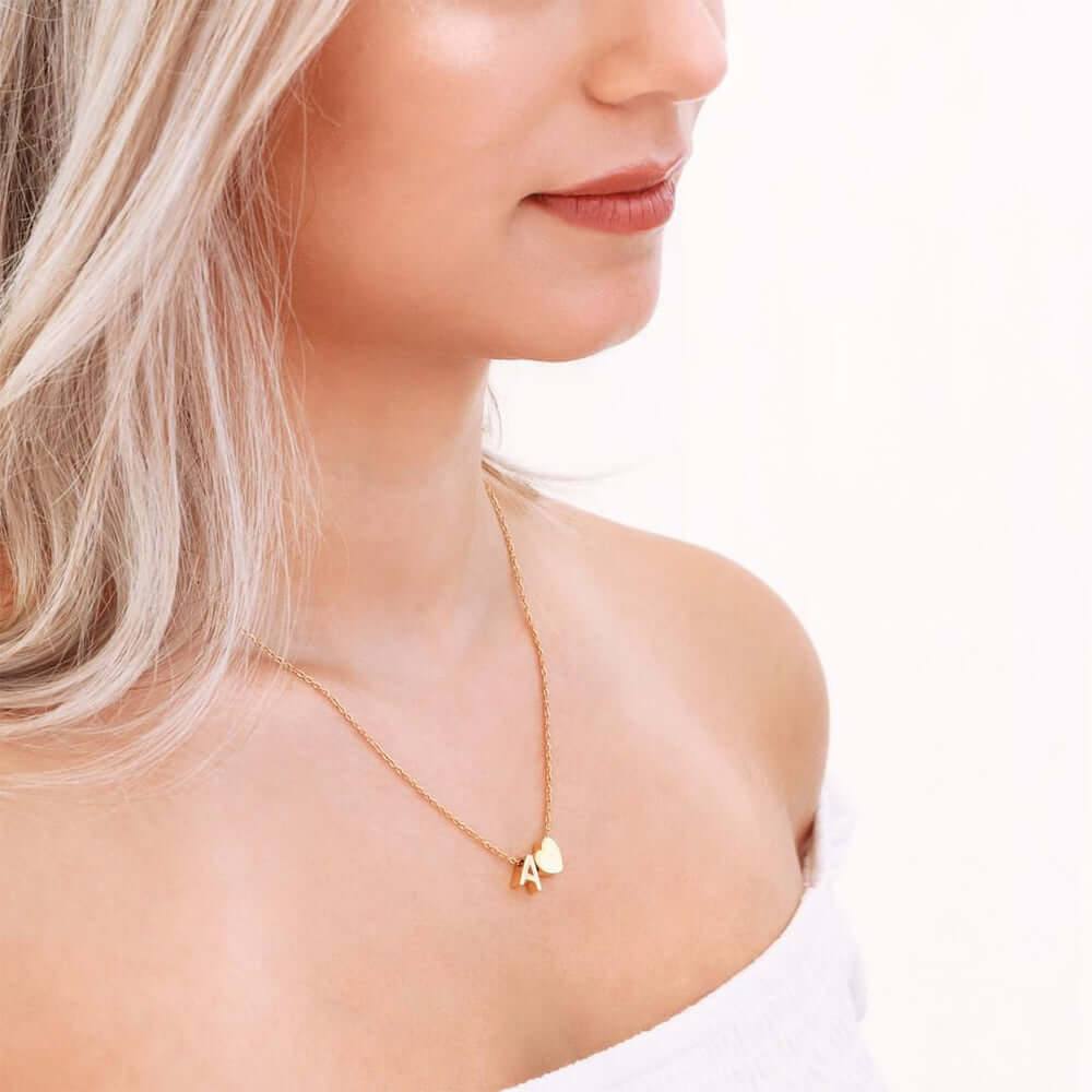 Valentina Tiny Heart Initial Necklace | MSHSM