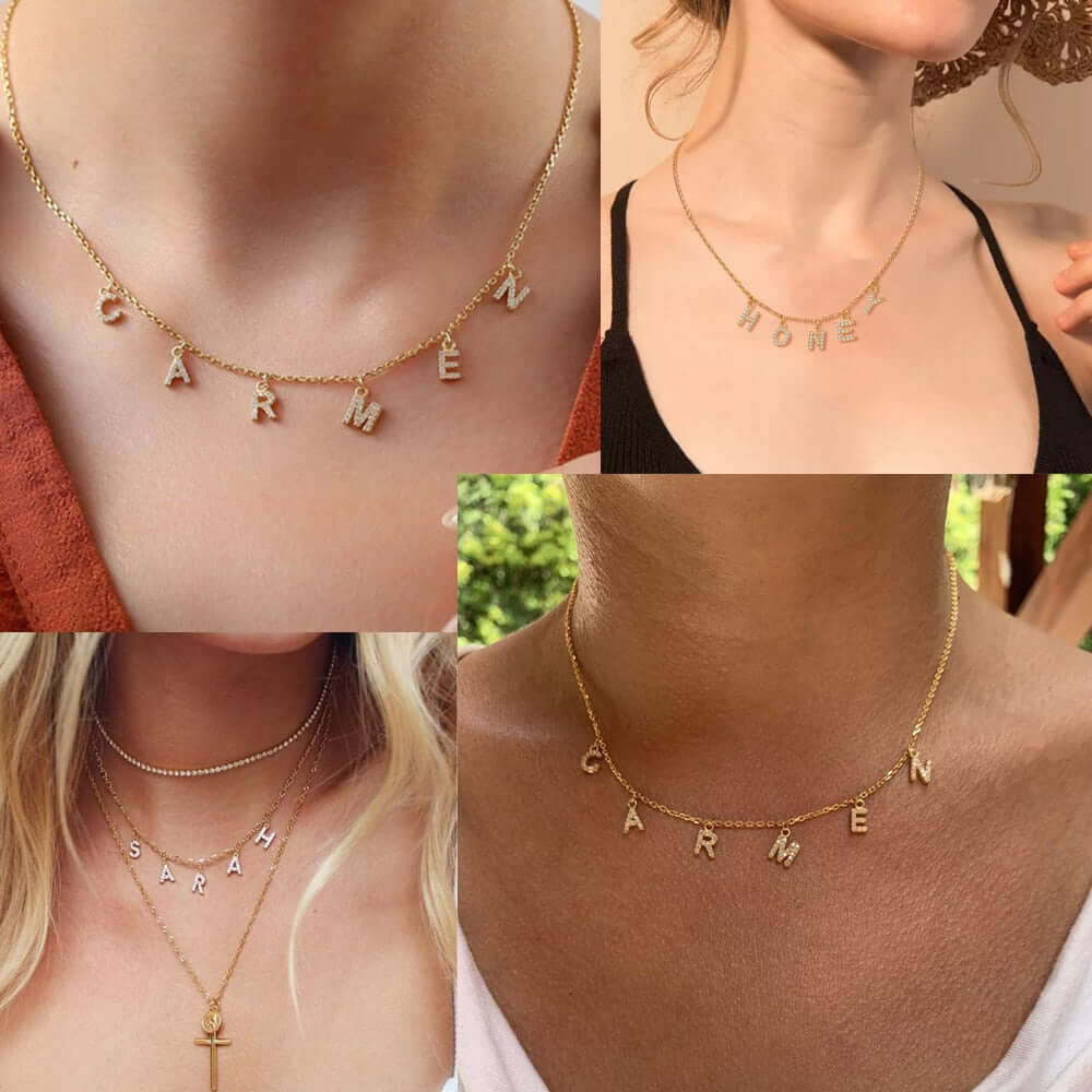 Ayla Multiple Letters Pendant Necklace | MSHSM
