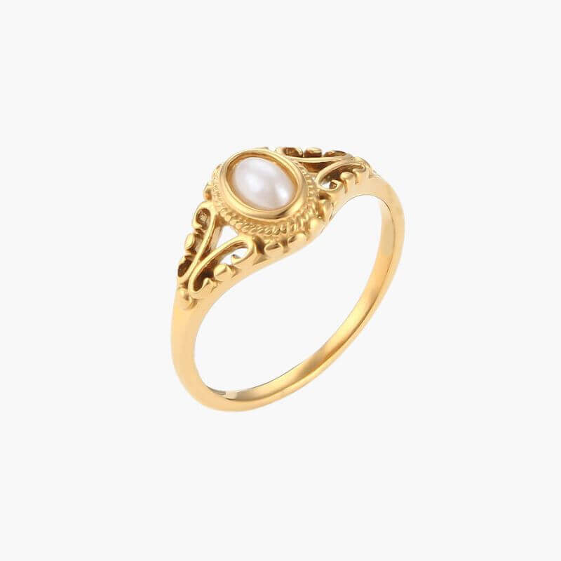 ISLA Hollow Texture Pearl Ring | MSHSM