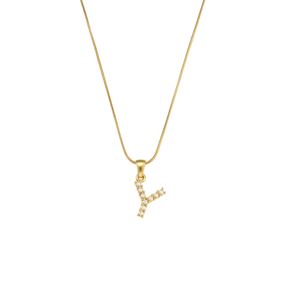 Isla Pearl Big Letter Necklace | MSHSM