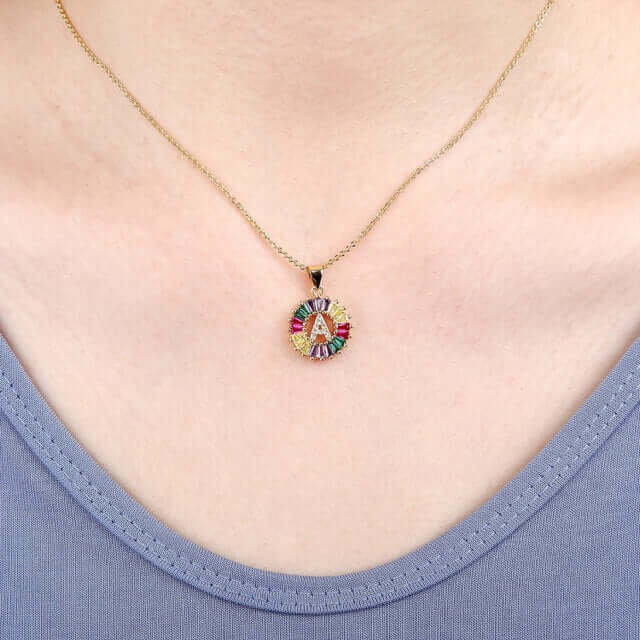 Floral Multicolor Initial Necklace | MSHSM