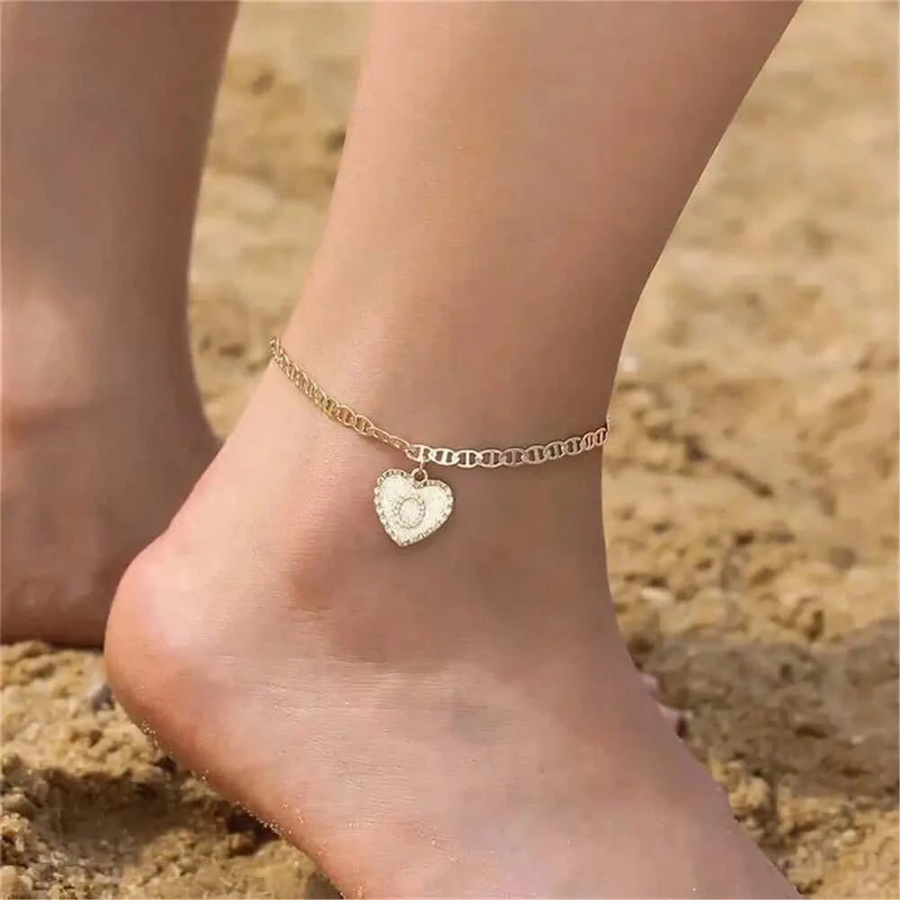 Cora Heart Initials Anklets | MSHSM