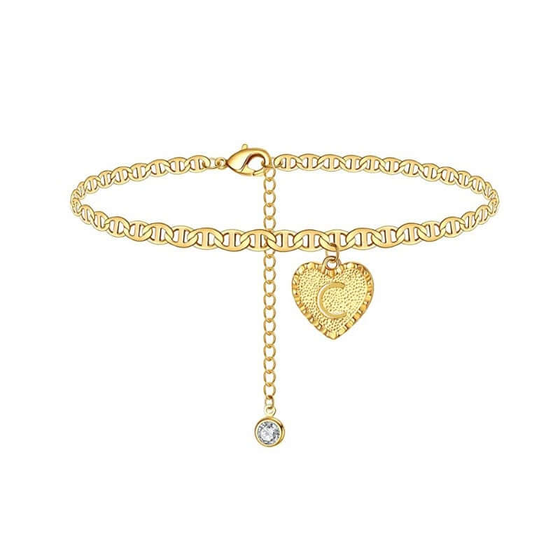 Cora Heart Initials Anklets | MSHSM