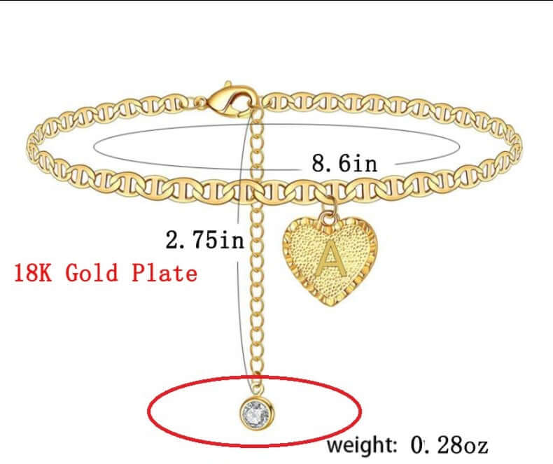 Cora Heart Initials Anklets | MSHSM