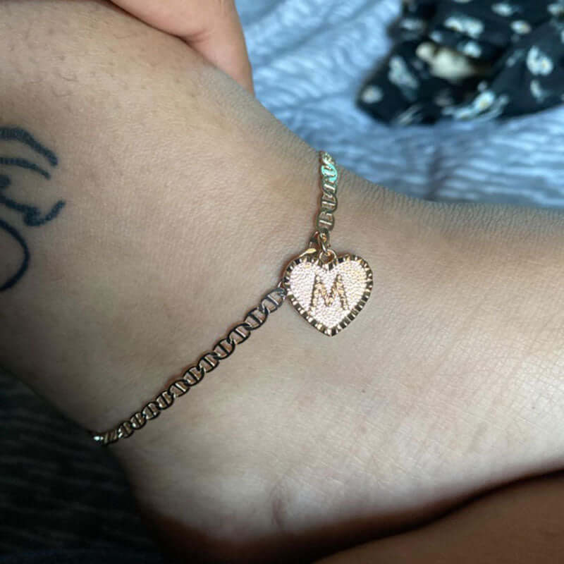 Cora Heart Initials Anklets | MSHSM