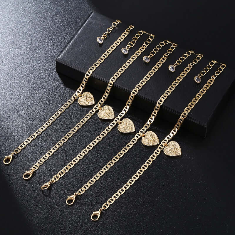 Cora Heart Initials Anklets | MSHSM