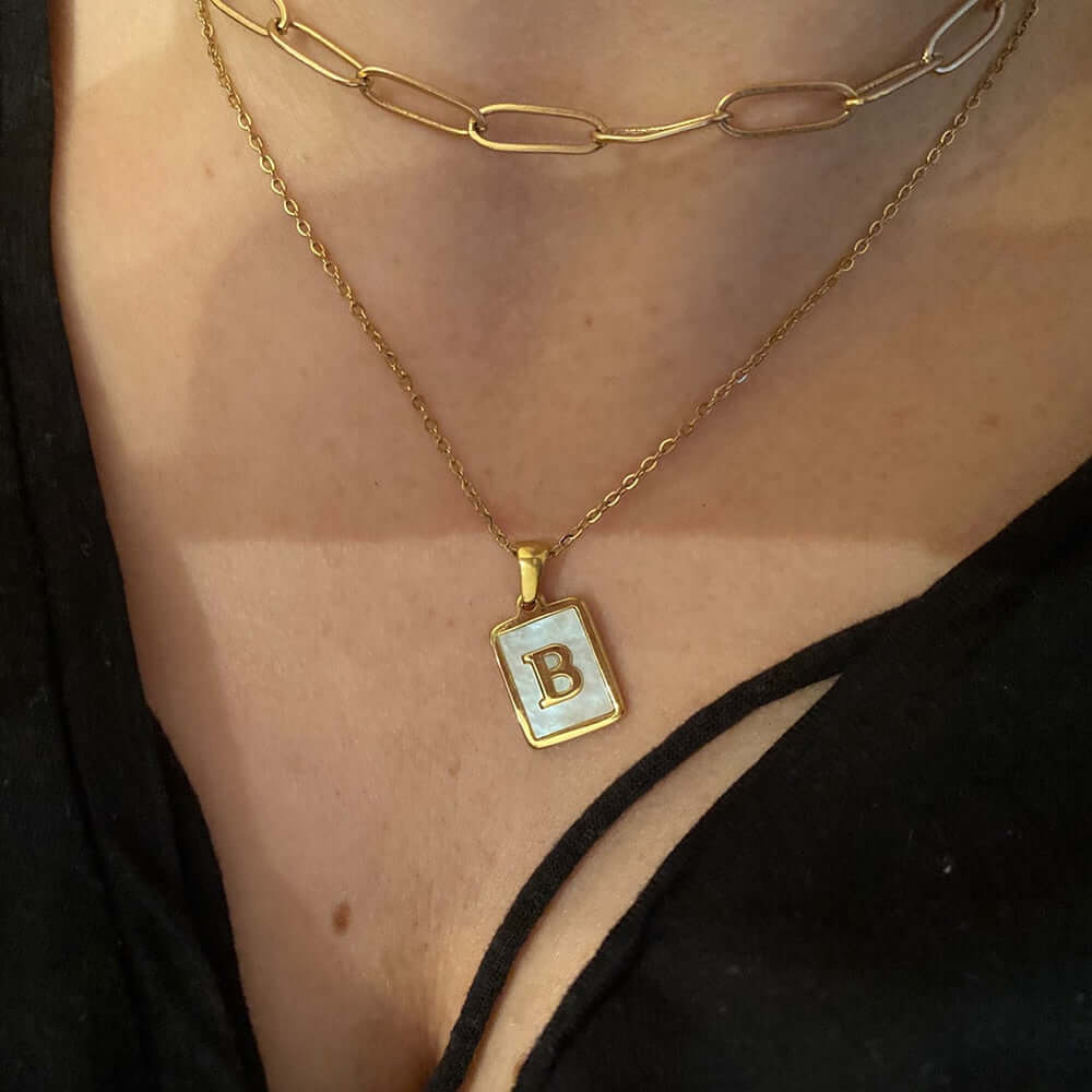 Isla Pearl Oblong Letter Necklace | MSHSM