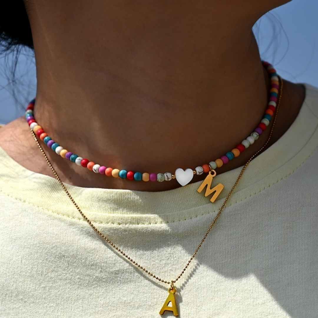 Colourful Beads Initial Choker | MSHSM